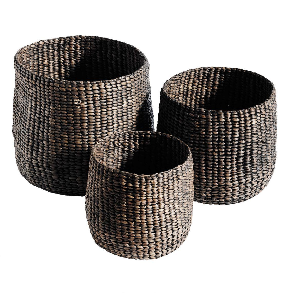 Basket Round (S+M+L) - Black S/3 pcs.