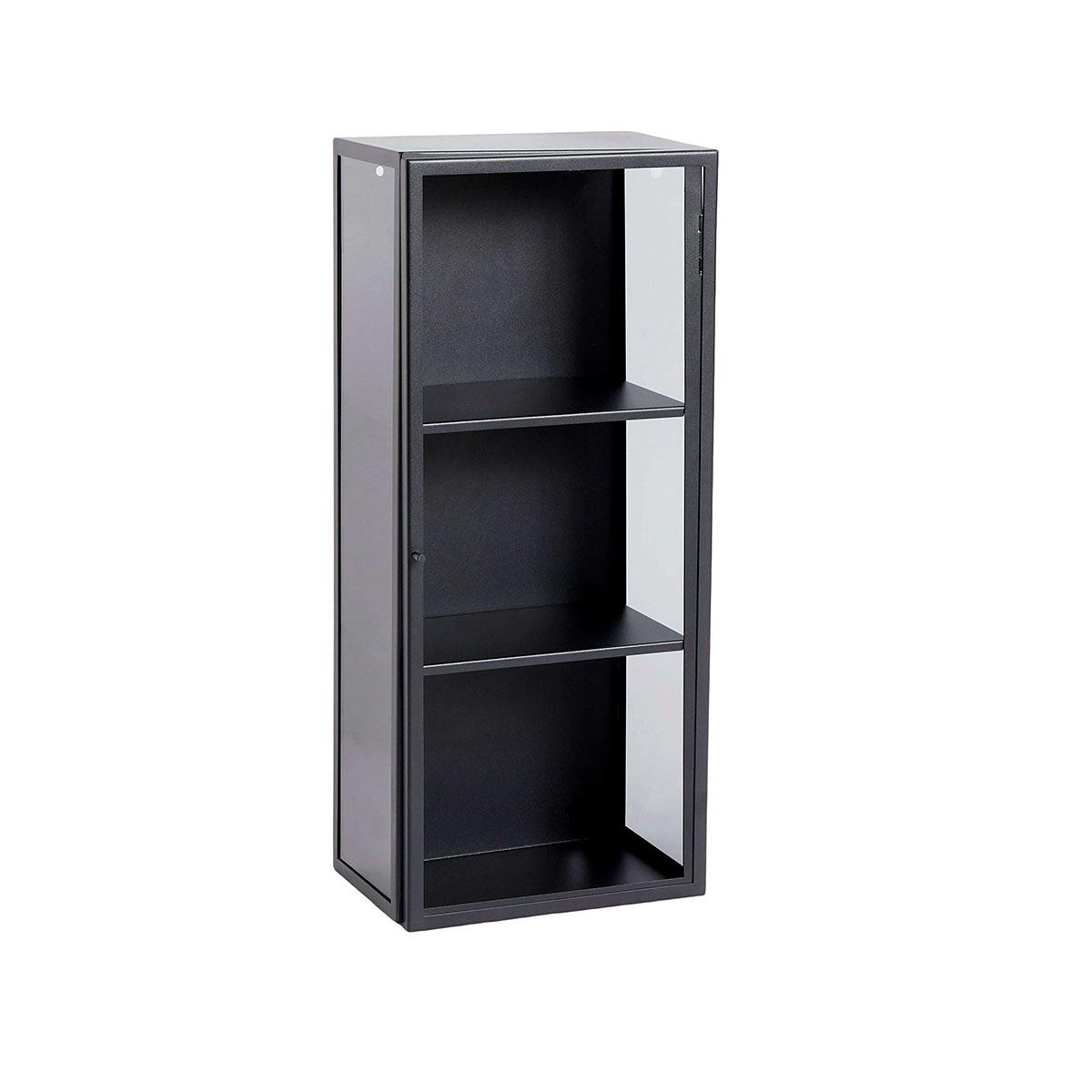 Cabinet Atlanta S - Black w. Grey glass
