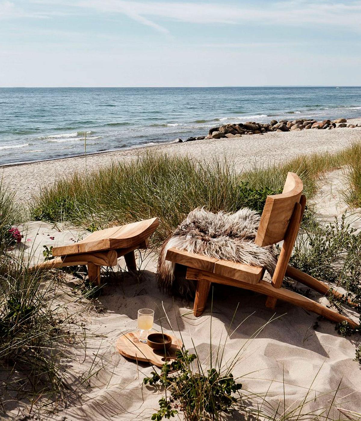Chair and footstool set Dakota - Nature