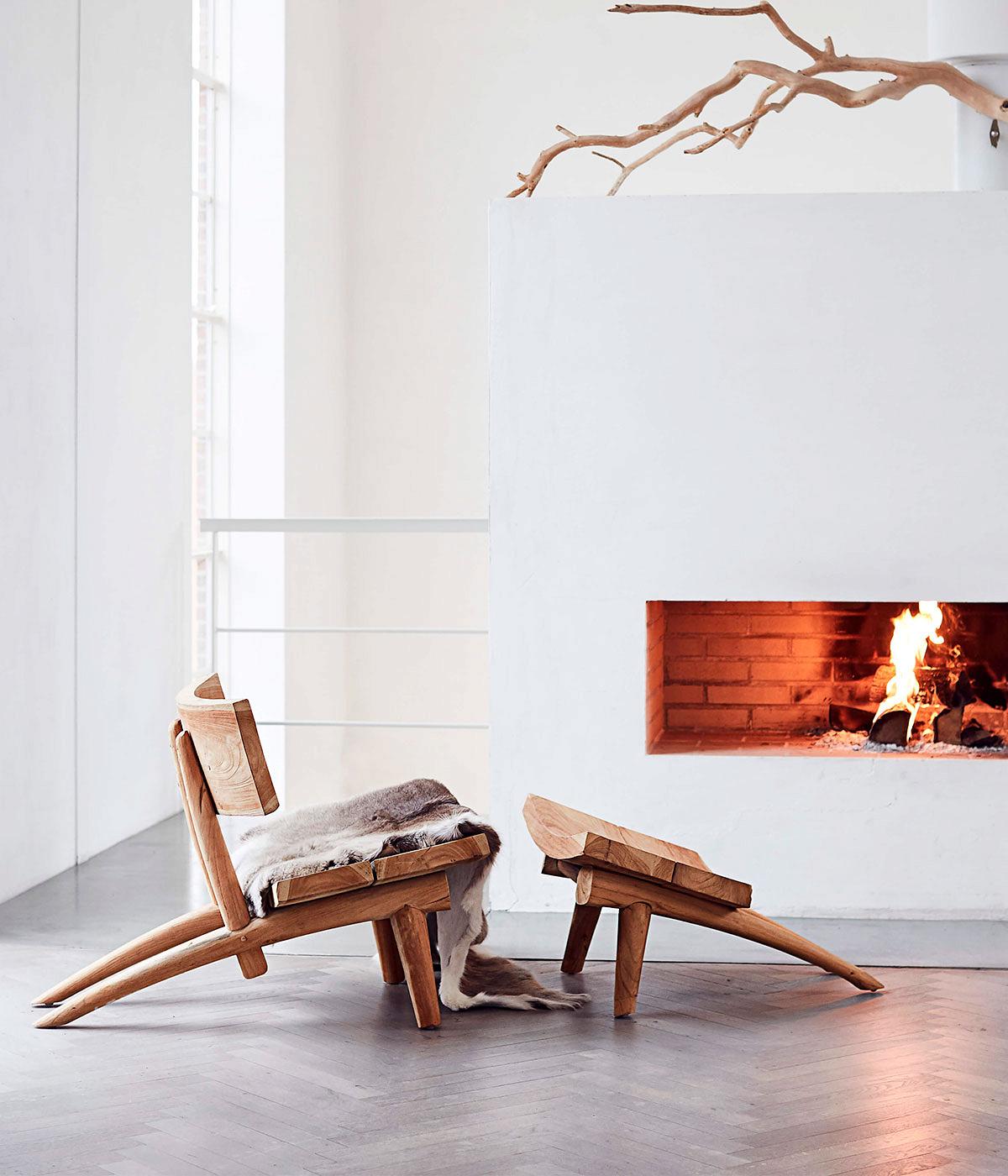 Chair and footstool set Dakota - Nature