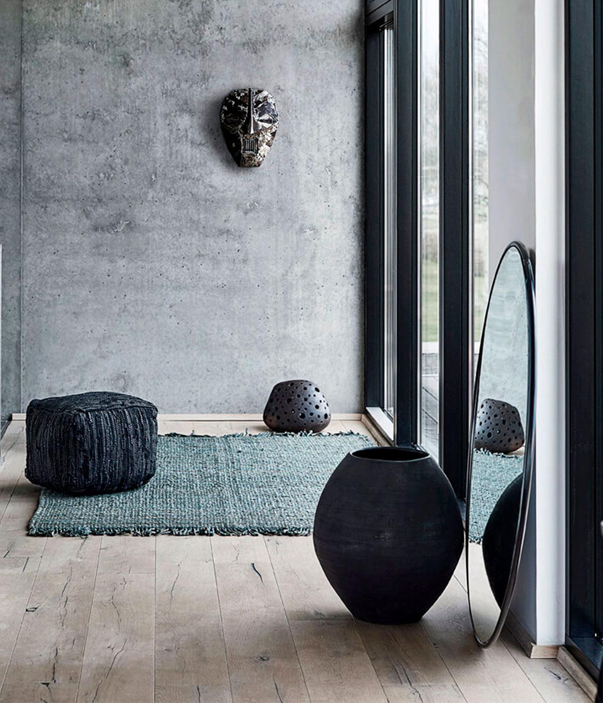 Wall mirror round Copenhagen L - Black
