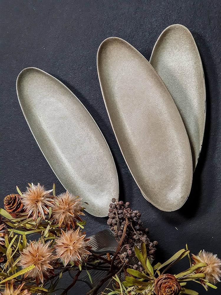 Long oval tray Mame - Oyster