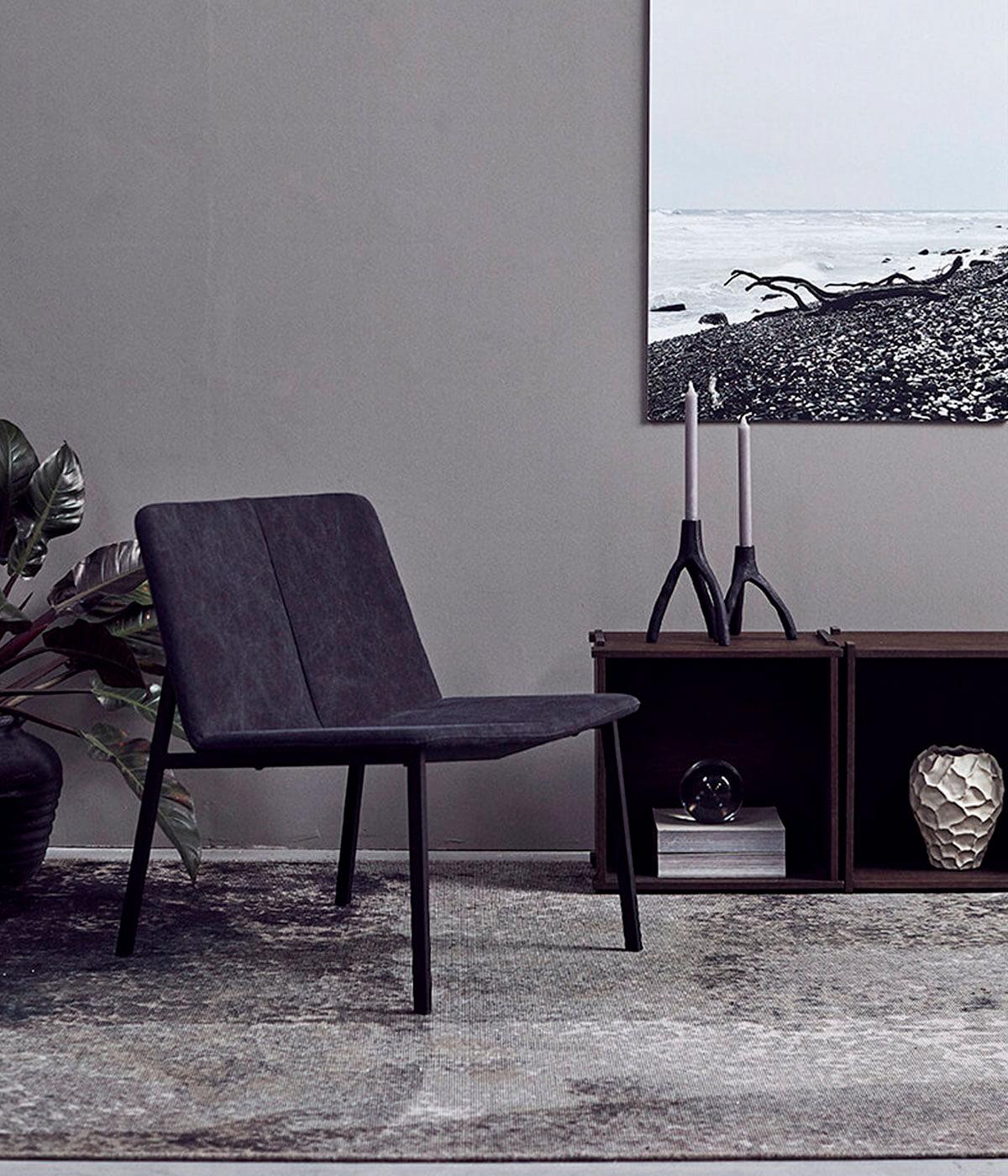 Lounge chair Chamfer Anthracite - Anthracite/Black