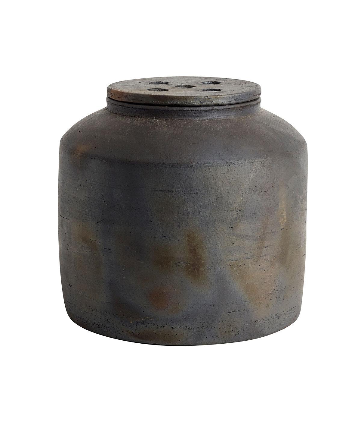 Jar w. lid Hazel - Brown/Black